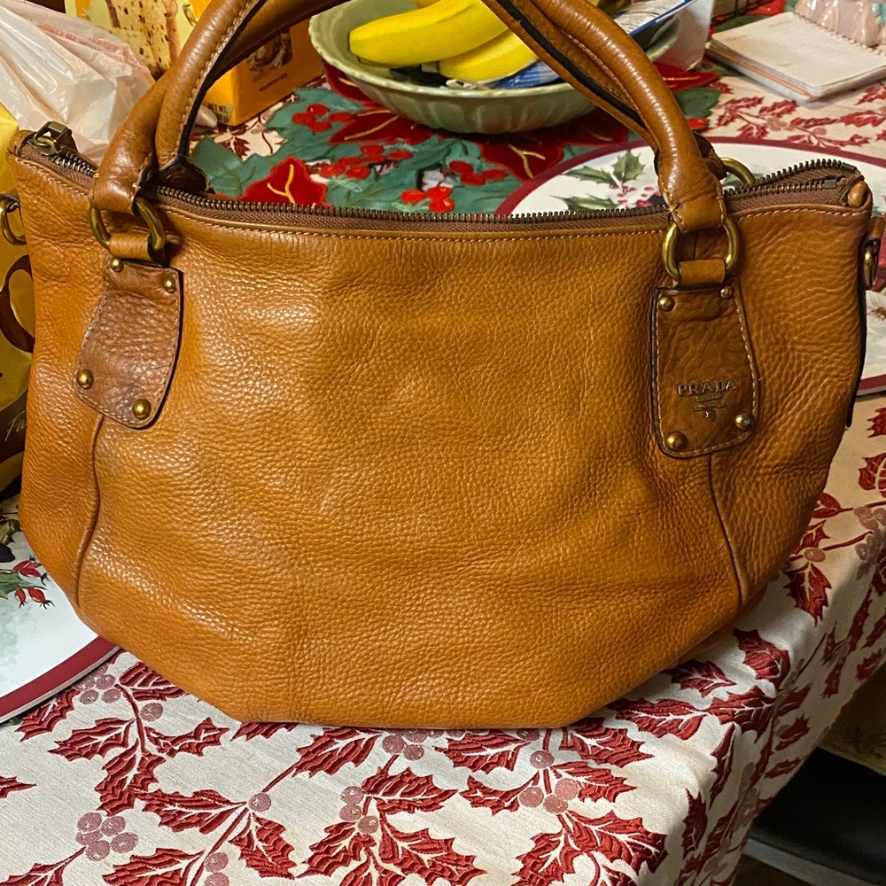 Prada Caramel Leather Shoulder Bag